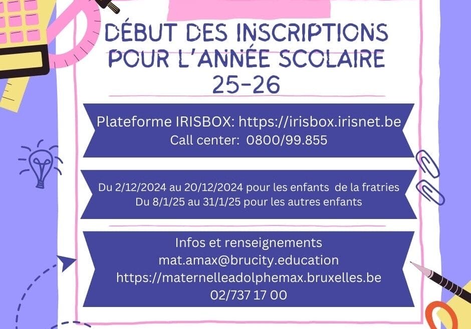 Inscriptions pour l’année scolaire 25-26